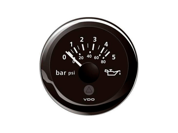 Oil pressure gauge 0-5 bar black 12/24V