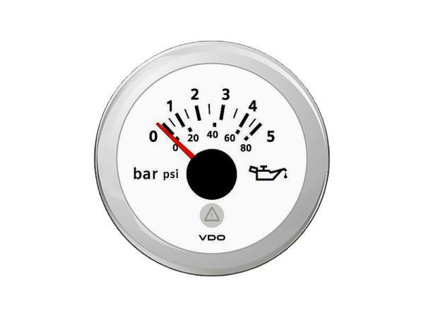 Oil pressure gauge 0-5 bar white 12/24V