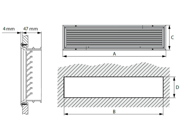 Imuilmaventtiili 280x117 mm ASVREC20