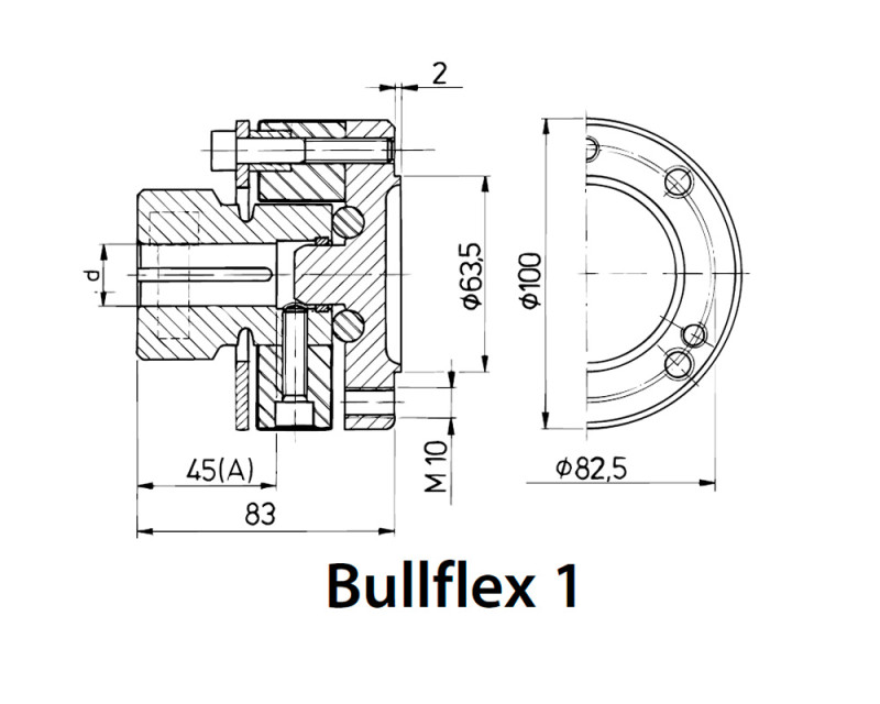 Bullflex 1 spring clutch, shaft Ø 25 mm Bullflex 1 spring clutch, shaft Ø 25 mm