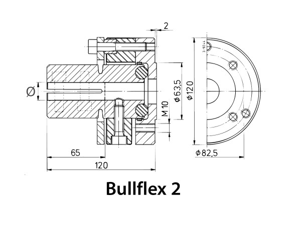 Vetus joustokytkin Bullflex 2, akseli Ø 25 mm