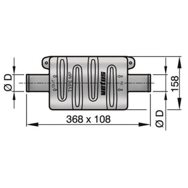 Äänenvaimennin MP40 Ø 40 mm Vetus Äänenvaimennin MP40 Ø 40 mm Vetus