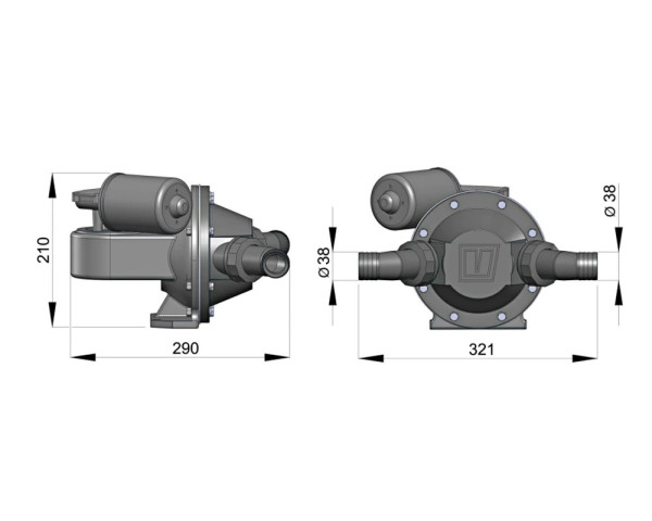 Waste water pump/ bilgepump 12 V Ø38 mm