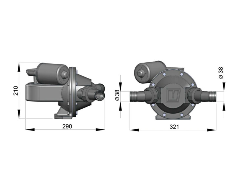 Waste water/ bilge pump 24 V, rotary hose connector 38 Waste water/ bilge pump 24 V, rotary hose connector 38