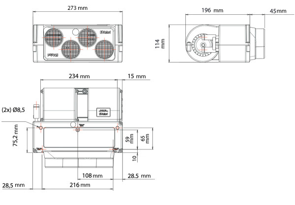 5,2 kW kennopuhallin Compact EVO2 ED4 HV 12V Kalori Eberspächer