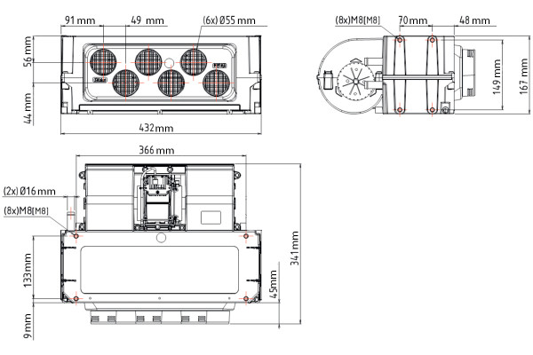 14,8 kW cell fan Falkon ED6 12V Calor Eberspächer heater