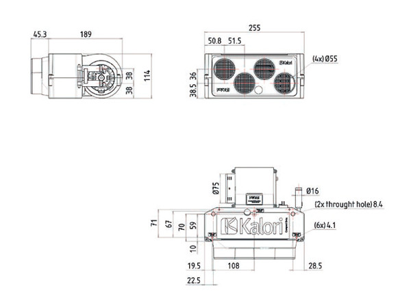 4.3 kW Compact EVO1 ED4 12V Calorie Eberspächer cell fan heater