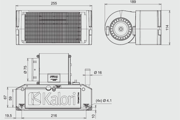 4.3 kW Compact EVO1 G 12V Calorie Eberspächer cellular fan heater