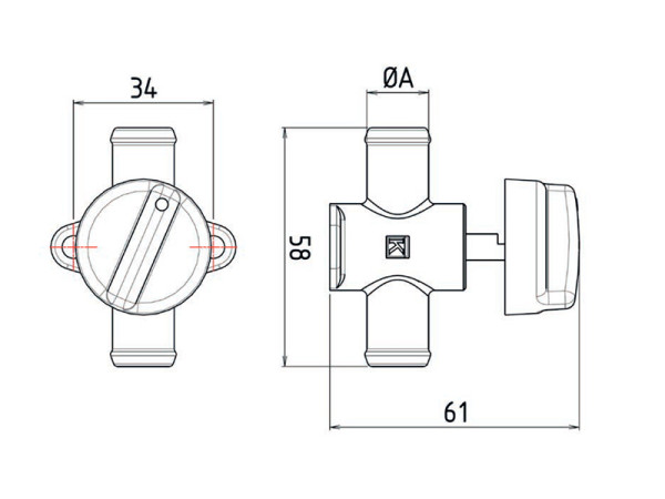 Ø16 mm slangavstängningsventil med fixeringsdel