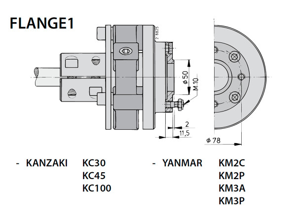 Adapterilaippa Yanmar 1GM10/2GM20/3GM30/3HM