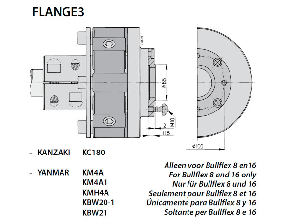 Adapterilaippa bULLFLEX 8/16 Yanmar 5