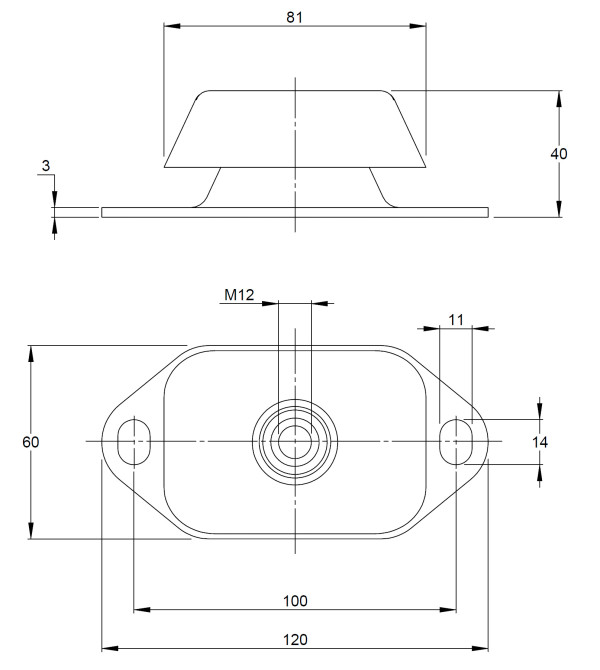 Rubber cushion for 1600-65 engine vibration damping