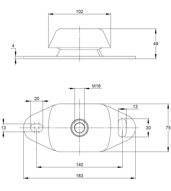 Gummidyna 1609-45 för dämpning av motorvibrationer