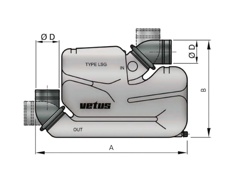 Vesilukko LSG75 Ø 75 mm pakoletkulle tilavuus 17.0 L Vesilukko LSG75 Ø 75 mm pakoletkulle tilavuus 17.0 L