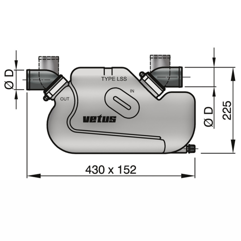 Vattenlås LSS50 Ø 50 mm 5,7 l Vetus Vattenlås LSS50 Ø 50 mm 5,7 l Vetus