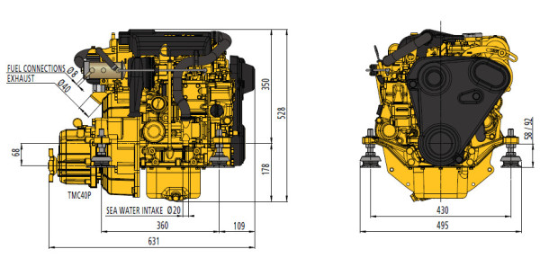 12 hp Vetus M2.13 merimoottori 2.0:1