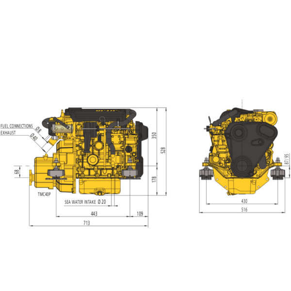 27 hp Vetus M3.29 marine engine 2.0:1