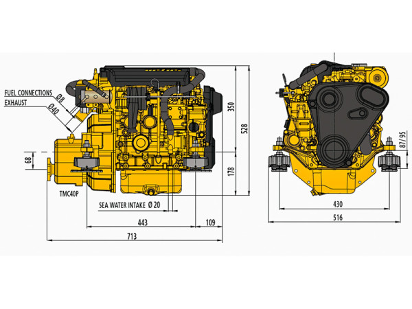 27 hp Vetus M3.29 marine engine 2.6:1