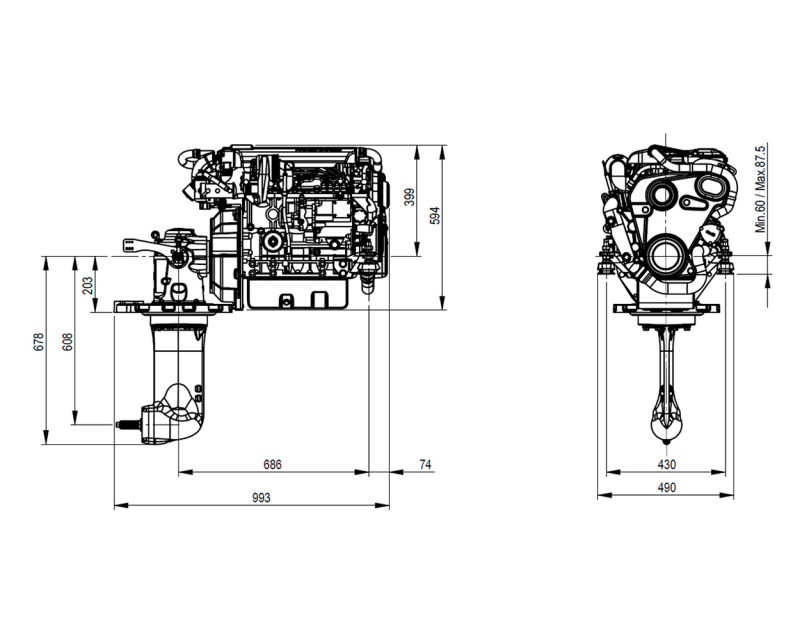 42 hp Vetus M4.45 merimoottori SP60 2.15:1SD MPA34 42 hp Vetus M4.45 merimoottori SP60 2.15:1SD MPA34