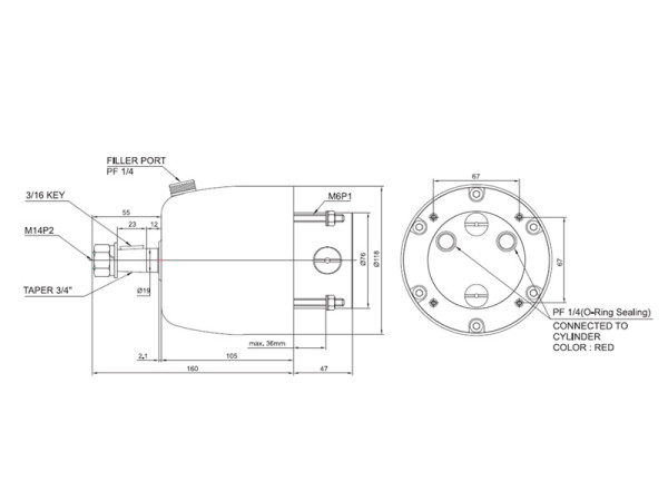 MO150H hydraulisk styrning max. 150 hk. för utombordsmotor
