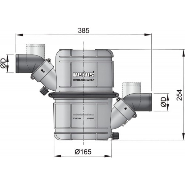 NLP40 rotatable waterlock/muffler
