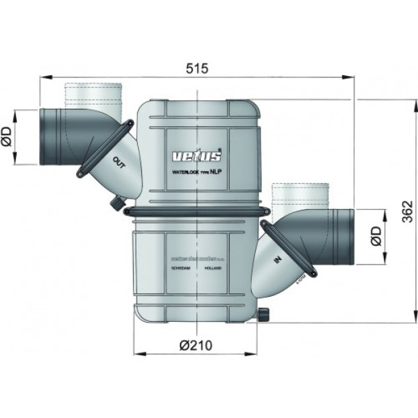 NLP75 rotatable waterlock/muffler