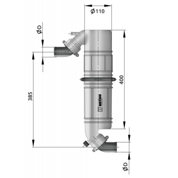 NLPG45 silencer swan neck combination for Ø 45 mm hose