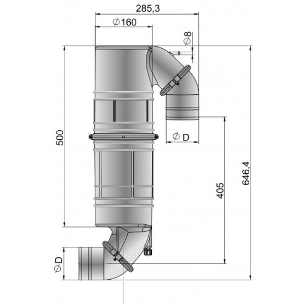 NLPG90 silencer swan neck combination for Ø 90 mm hose