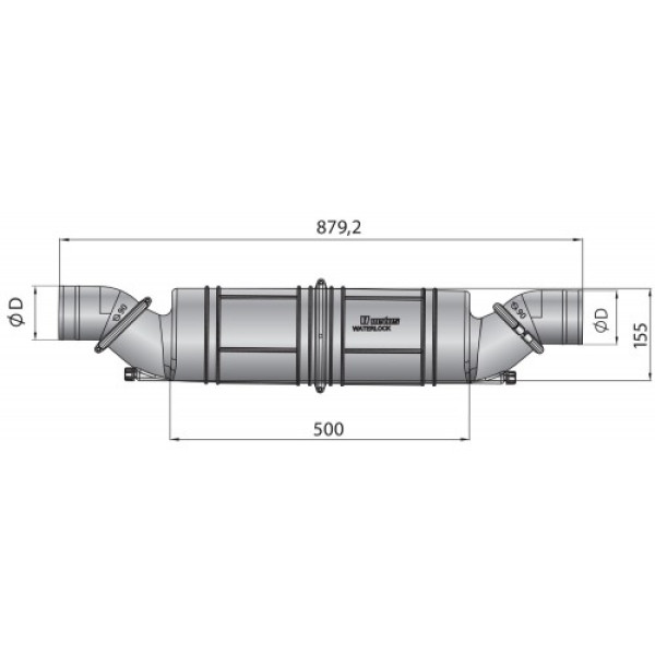 Ø60 mm vesilukko/äänenvaimennin NLPH60