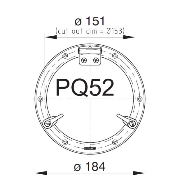 PQ52 Portlight, håltagningsmått Ø152 mm