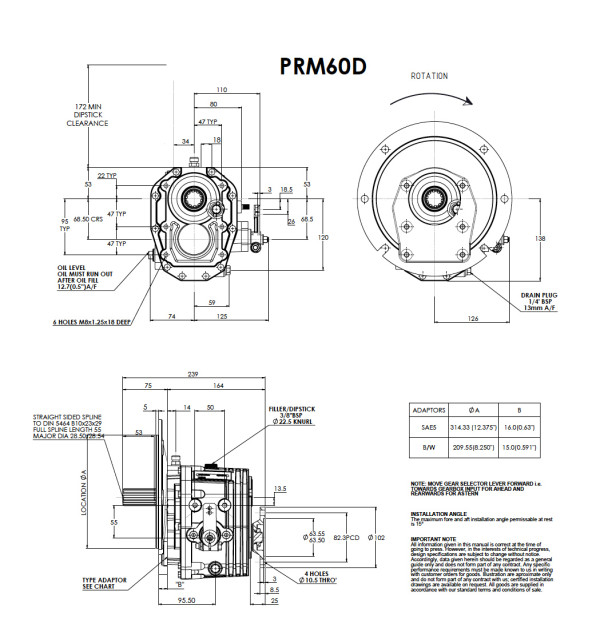 PRM 60D - 2,50:1 marine gear ratio