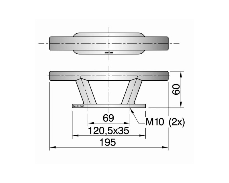 Haponkestävä knaappi TAURUS 2, pituus 195 mm Haponkestävä knaappi TAURUS 2, pituus 195 mm