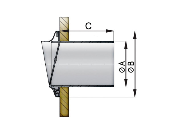 Ø 40 exhaust hose outlet with flap, stainless steel