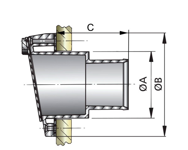 Exhaust hose outlet, Ø 75 mm, with flap