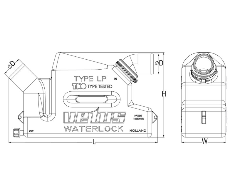 Vesilukko LP50 Ø 50 mm pakoletkulle Vetus Vesilukko LP50 Ø 50 mm pakoletkulle Vetus
