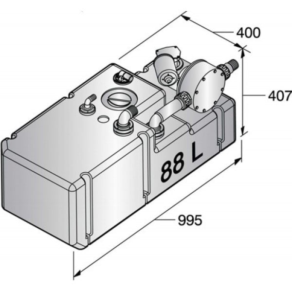 Septic tank with pump 80 l tank, voltage 24 V